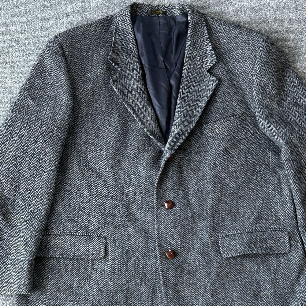 Vintage Orvis Harris Tweed Blazer Coat Mens 46 Wool Herringbone‎ 2 Button USA
